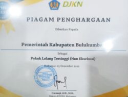 Pemkab Bulukumba Raih Penghargaan Pokok Lelang Tertinggi (Non Eksekusi) dari Kementerian Keuangan