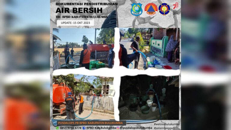 BPBD Bulukumba Distribusikan 558 Ribuan Liter Air Bersih Selama Kemarau Panjang